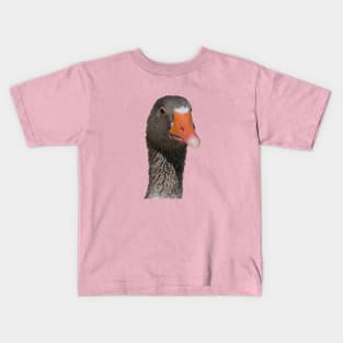 Neck Up Photograph Portrait Of A Geeky Looking Brown Duck Kids T-Shirt